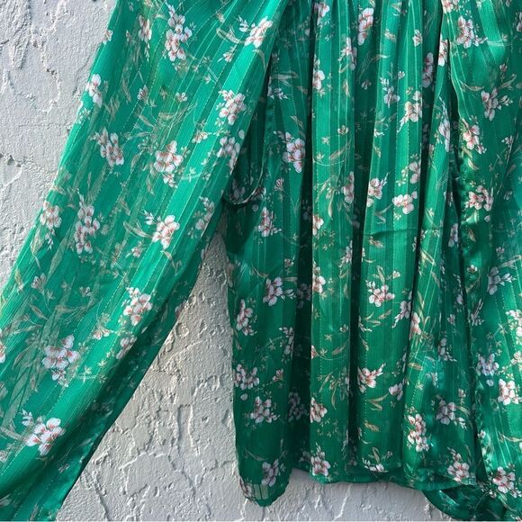 SABINA MUSAYEV Amal Blouse Top Women XS Green Floral Sheer Cut Out - Picture 5 of 11